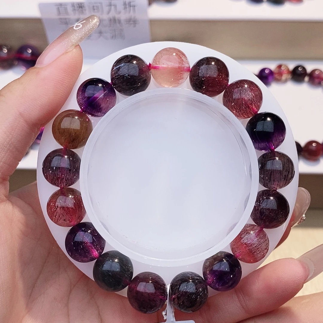 水晶未镶嵌手链黑加仑超七11+