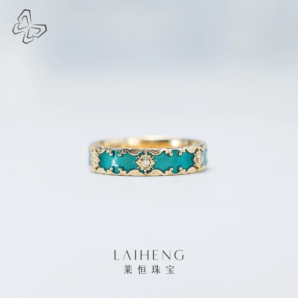 18K金  钻石珐琅戒指235005