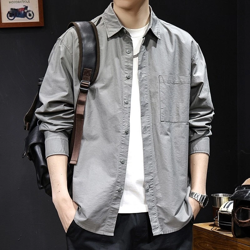 LEIGHZ/雷茨衬衫外套男男士衬衣长袖休闲百搭夏季宽松潮流男士