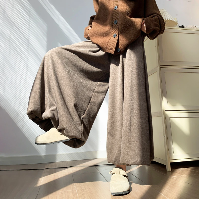 慵懒风糯米花苞裙裤女2025秋季新款休闲高腰小个子宽松阔腿裤