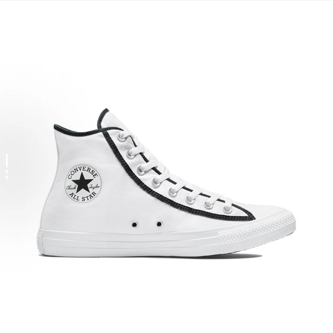 Converse 防滑耐磨透气 高帮 帆布鞋 男女同款 白黑色171385C
