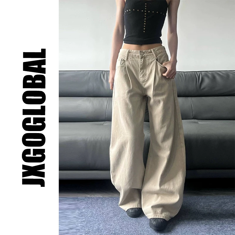 JXGOGLOBAL新款美式弯刀牛仔裤男复古宽松垂感百搭休闲阔腿长裤