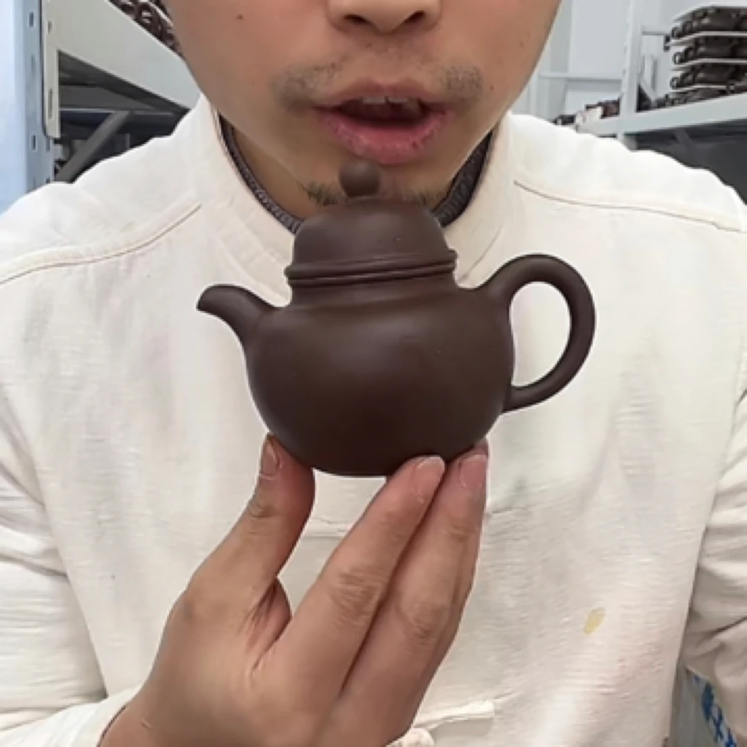 宜兴原矿手工紫砂壶老紫泥掇球