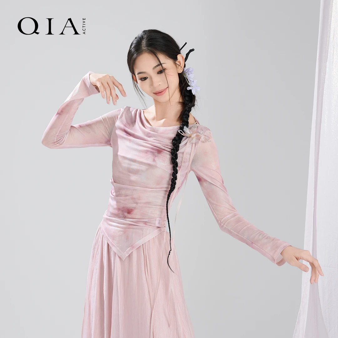 琪亚舞蹈服新中式民族舞中国舞绝美古典舞服练功服印花长袖上衣女