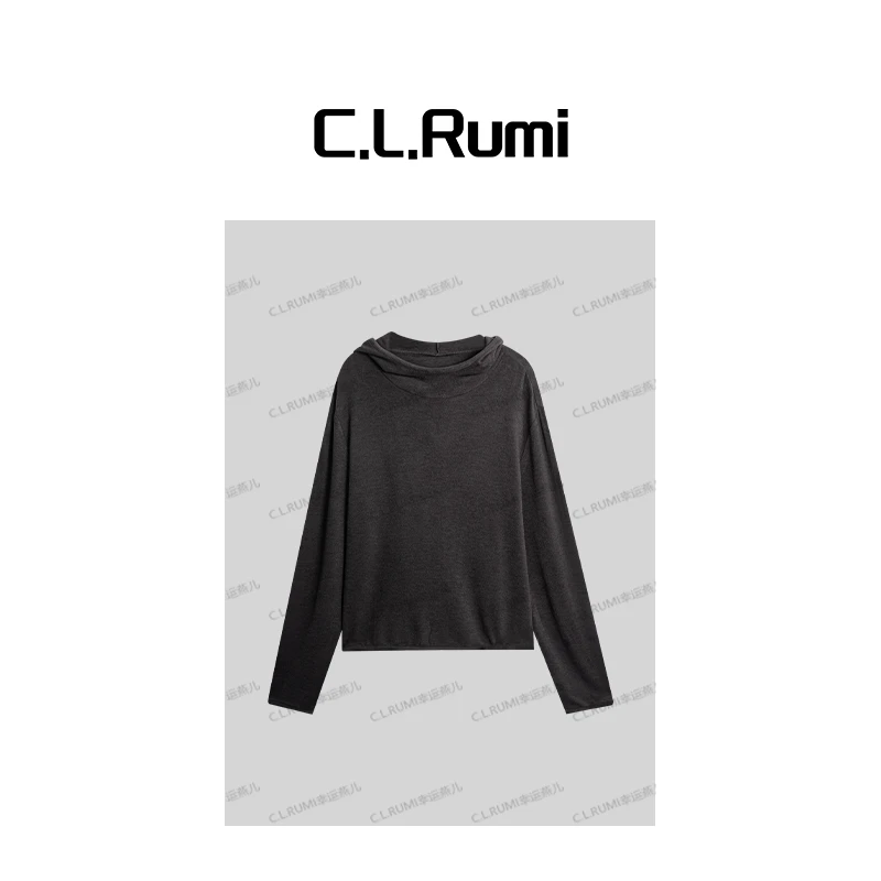 【rumi小店】“速暖”25秋季堆领休闲百搭长袖套头连帽卫衣上衣7111sy