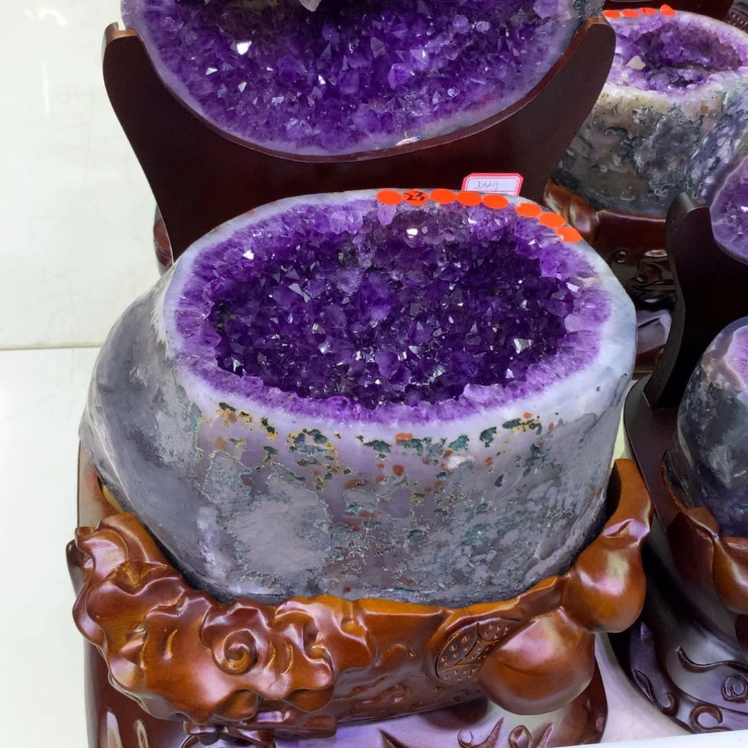 水晶摆件未镶嵌夏**风紫晶聚宝盆