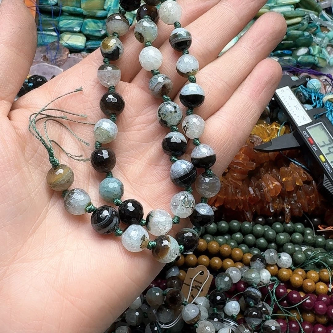 玛瑙/玉髓合金珠宝半成品一条10mm玛瑙切面