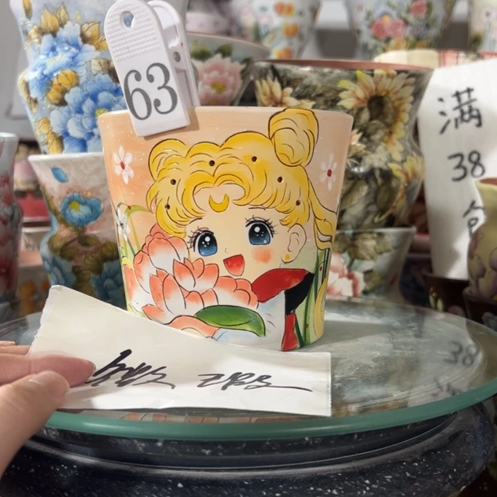 景德镇手绘花盆满38包邮偏远地区除外
