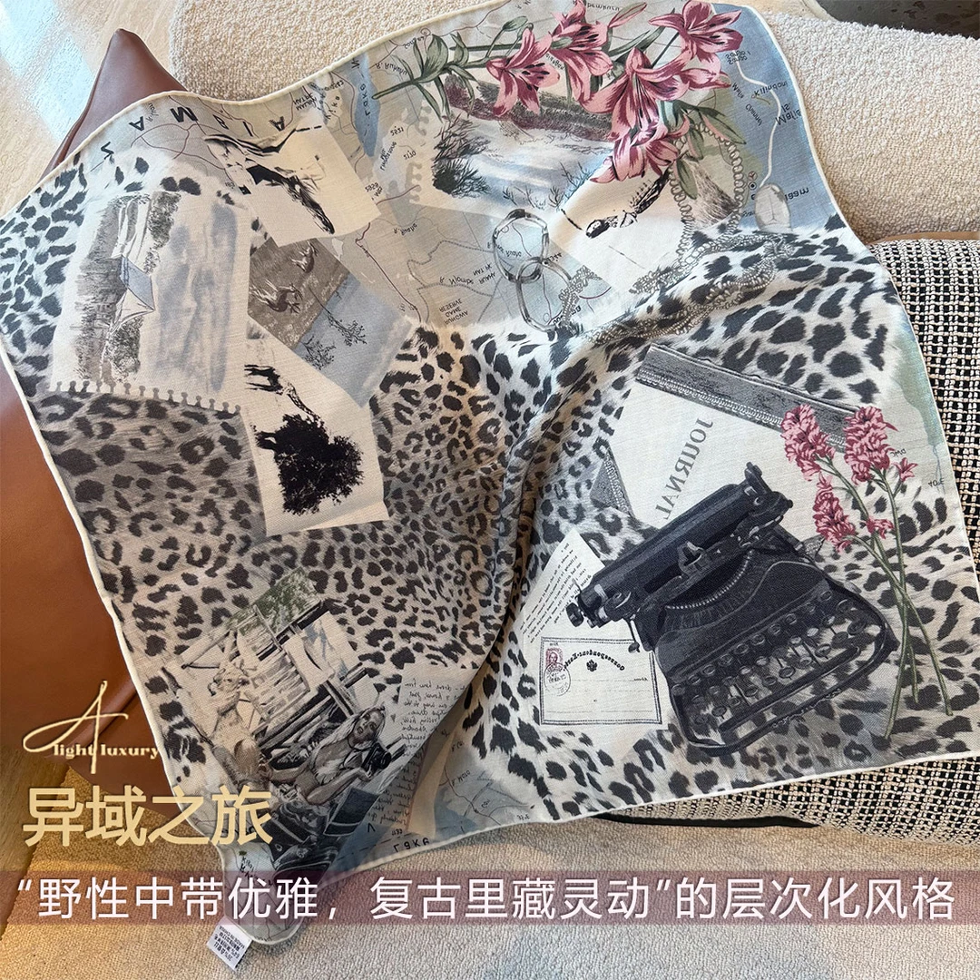 「异域之旅」65cm丝毛36%桑蚕丝64%澳毛秋冬新款围巾保暖护脖方巾