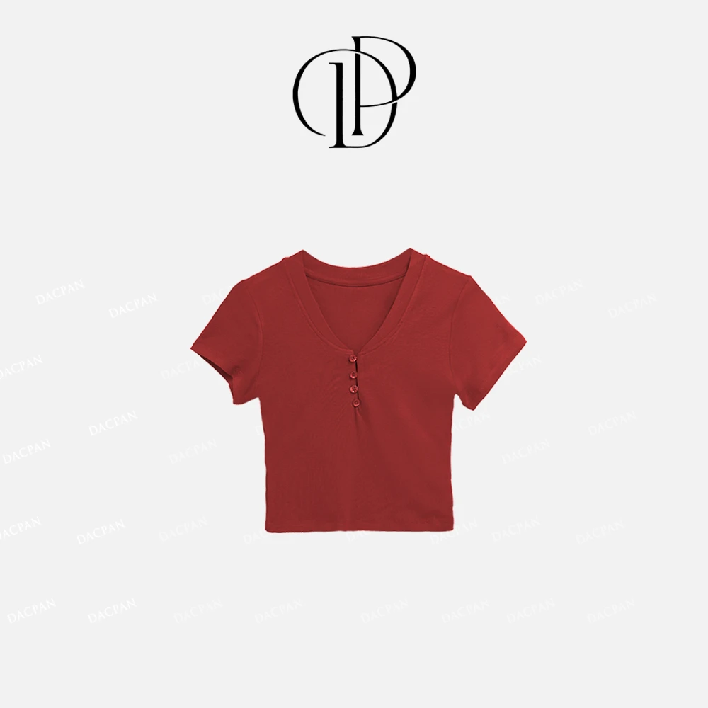 DACPAN-“惹爱天菜”4扣V领修身上衣  2025/盼·YP218