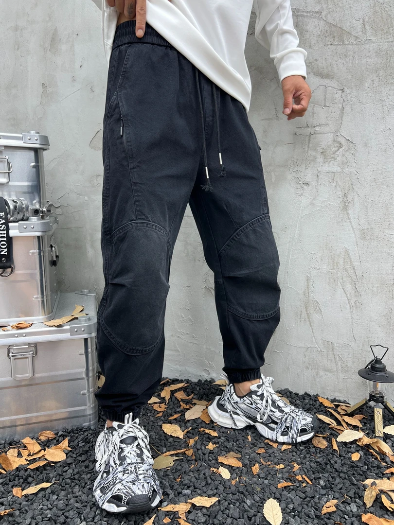 秋季新款户外机能工装裤时尚潮牌宽松休闲百搭束脚秋冬款卫裤长裤