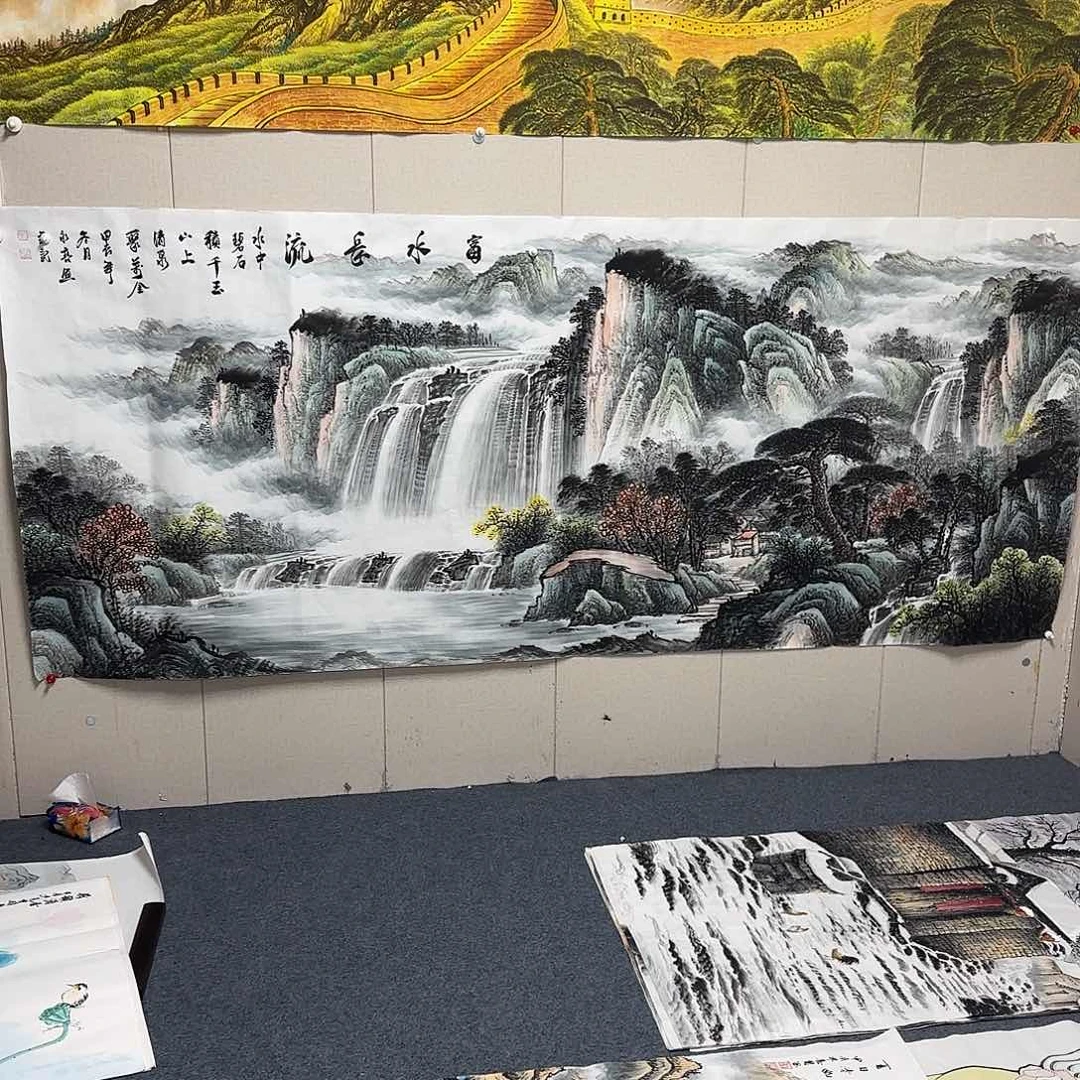 国画物****～尺寸100X240手绘作品