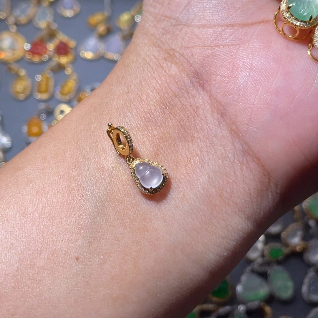 吊坠(不含链)18K金镶嵌翡翠