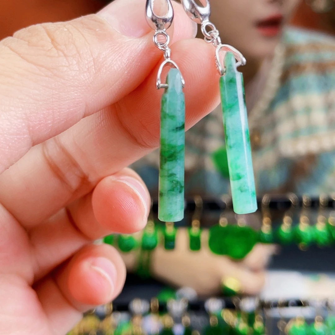 翡翠银S925镶嵌耳饰