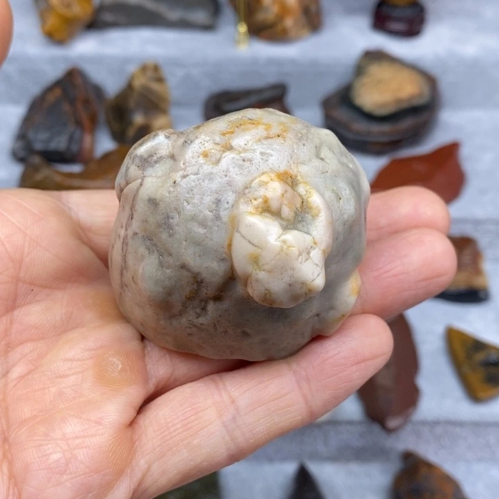 石材猪头茶宠阿拉善戈壁石奇石摆件