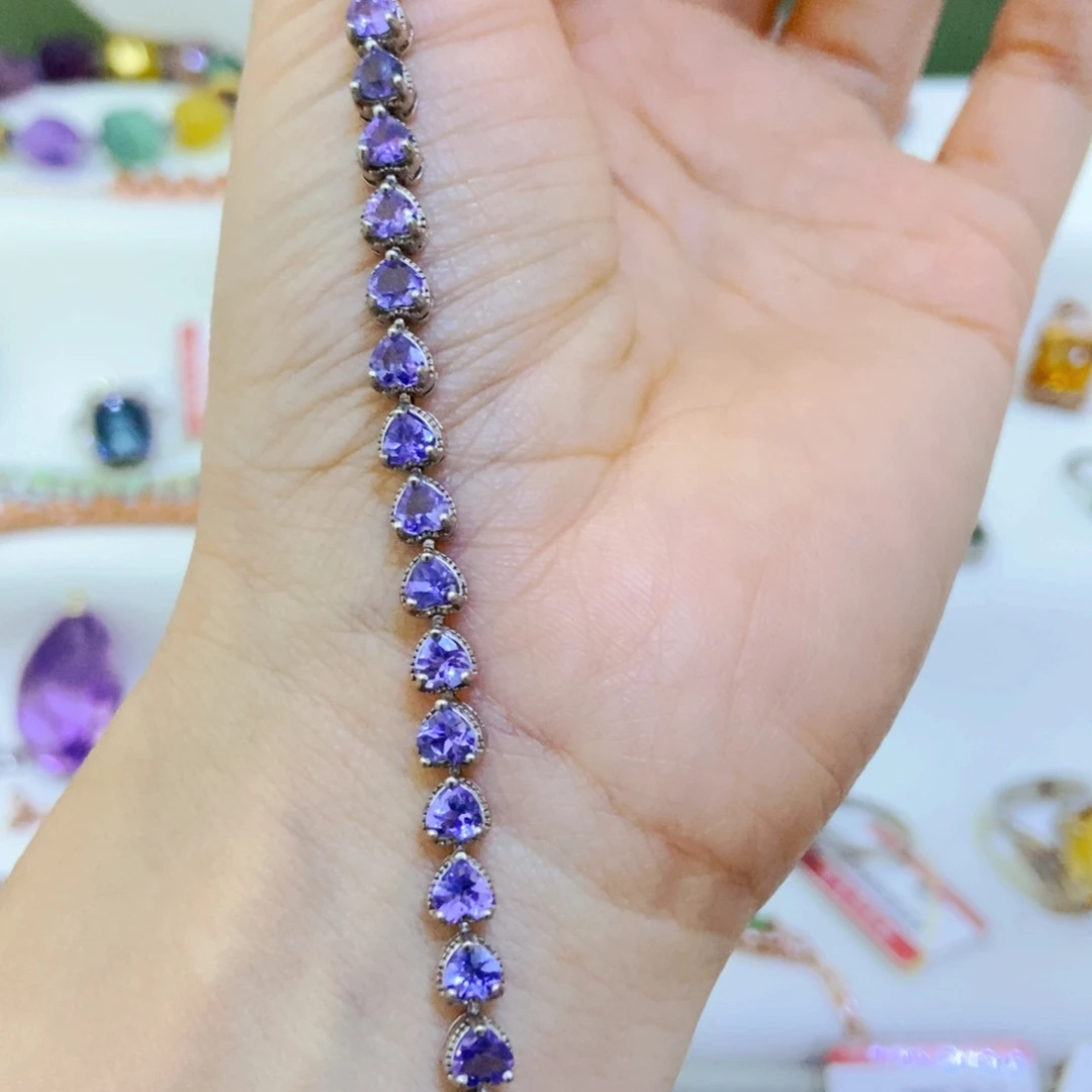 银S925镶嵌手链坦桑石