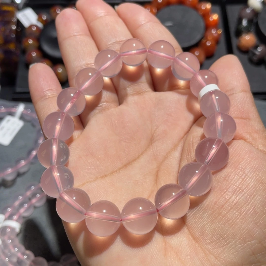 水晶手链未镶嵌?星光粉水晶11.5mm左右
