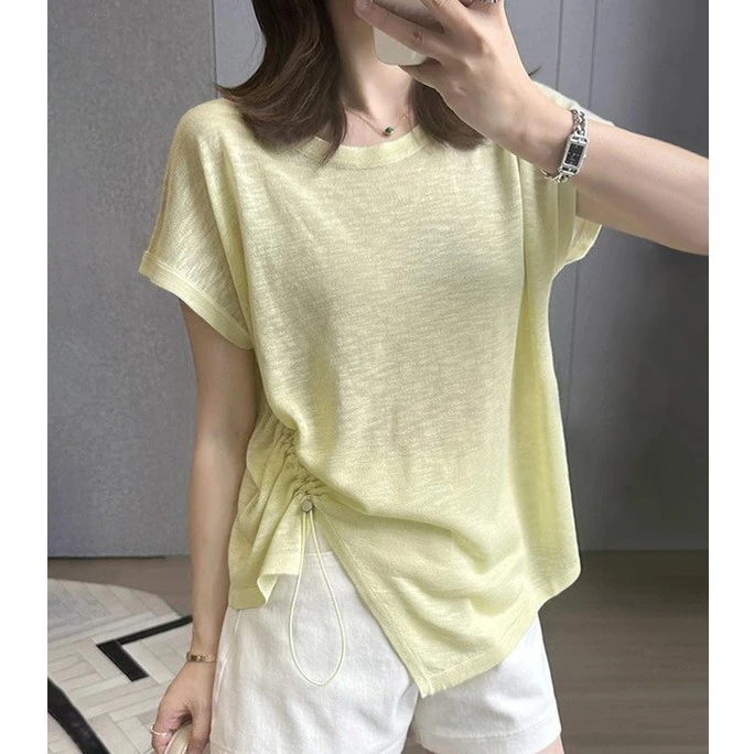 雪花棉T恤女2025夏装不规则圆领短袖设计减龄显瘦上衣洋气衣服