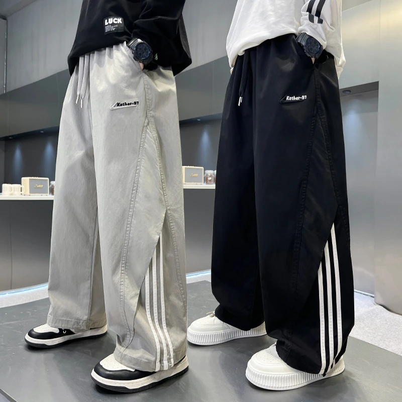 儿童装男童裤子2025新款中大童工装直筒长裤秋季男孩春秋休闲裤