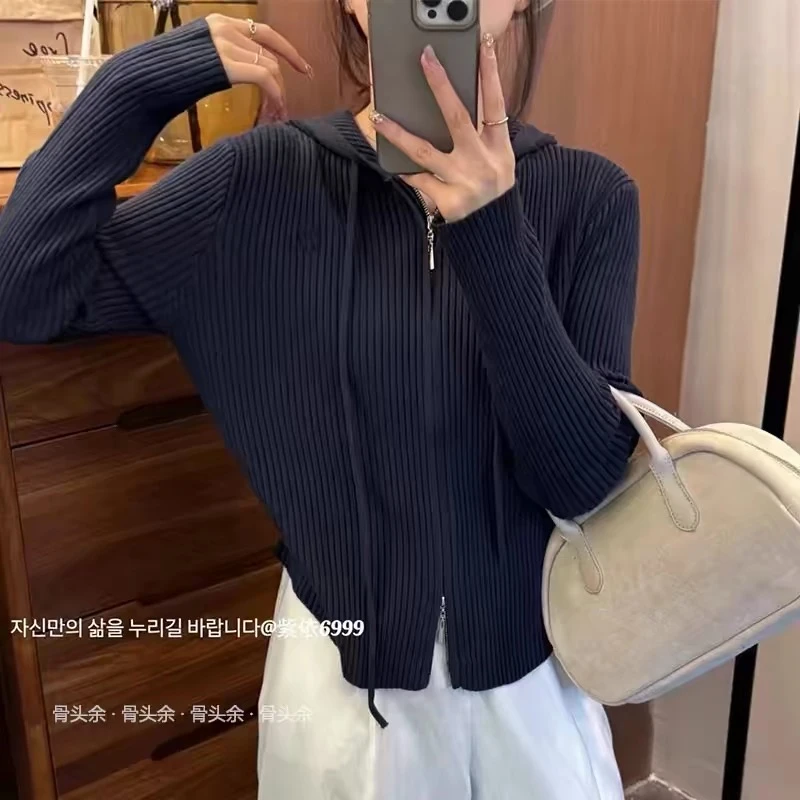 【深海蓝】开衫外套3513超柔软新款高品质连帽毛衣