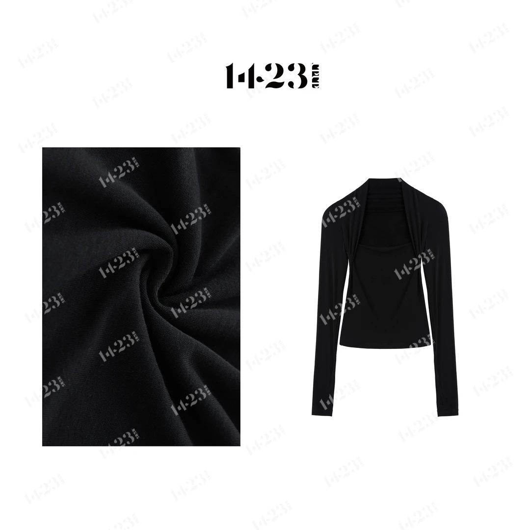 1423【吸引力】披肩设计羊毛混纺优雅气质百搭显瘦时尚长袖上衣