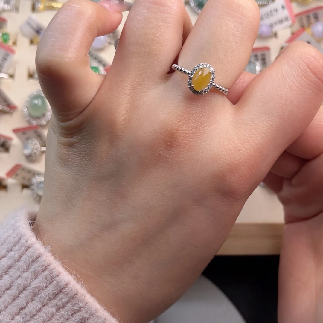 翡翠戒指银S925镶嵌66588