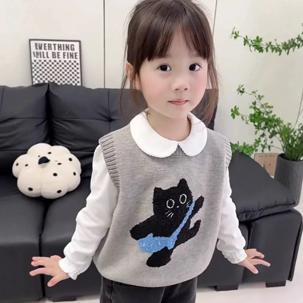 儿童马甲针织背心女童男童春秋新款外韩版穿毛线男孩叠穿坎肩毛衣