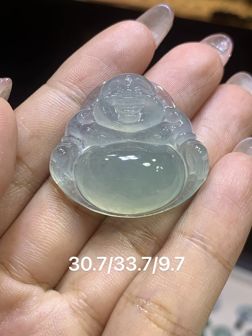 缅甸天然翡翠A货，一刀切饱满大胖佛，肥嘟嘟种又很好，裸戴立体十足