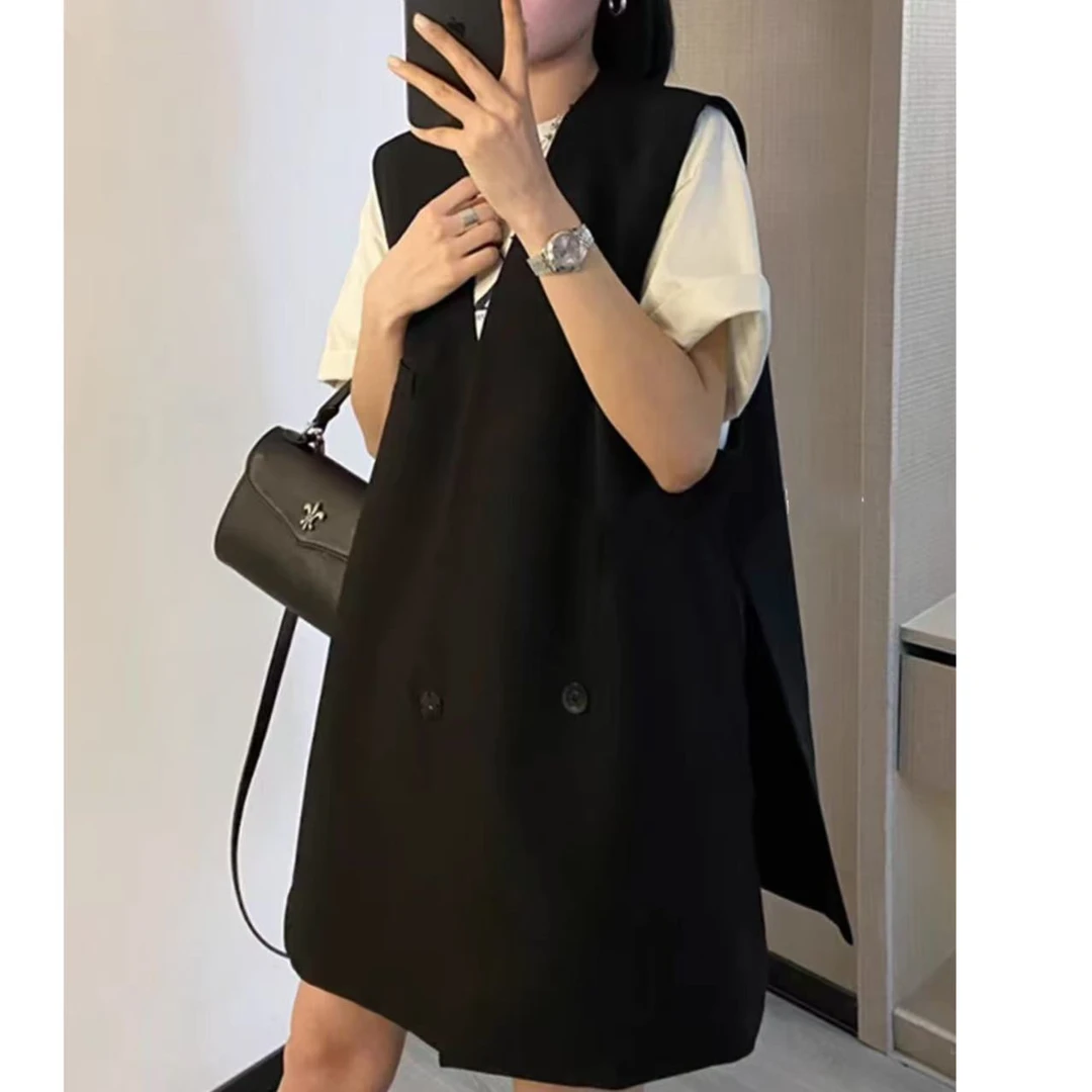 D3027欧货简约新潮2025春季新款宽松休闲洋气西服马甲外套