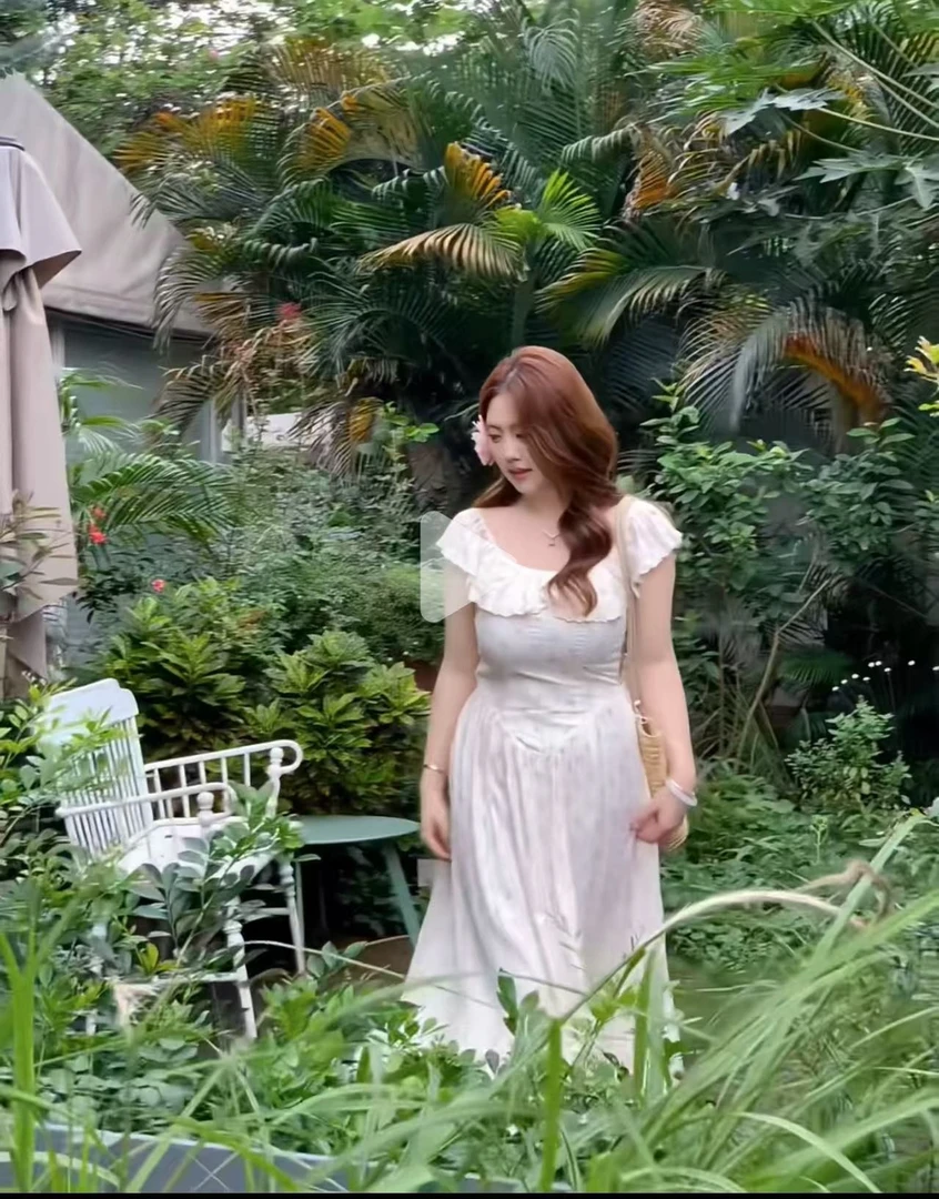 【Yez1】 日落春上“甜美微胖氛围感秋季连衣裙花边