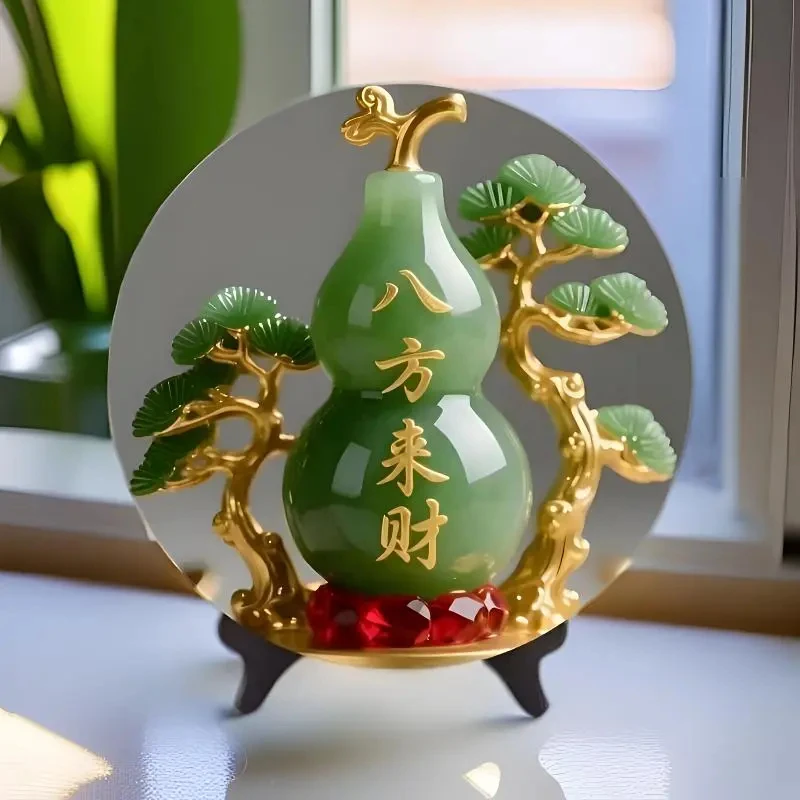 八方来财财好客厅摆件家用寓意装饰桌面翠玉葫芦摆台居家玄关摆台