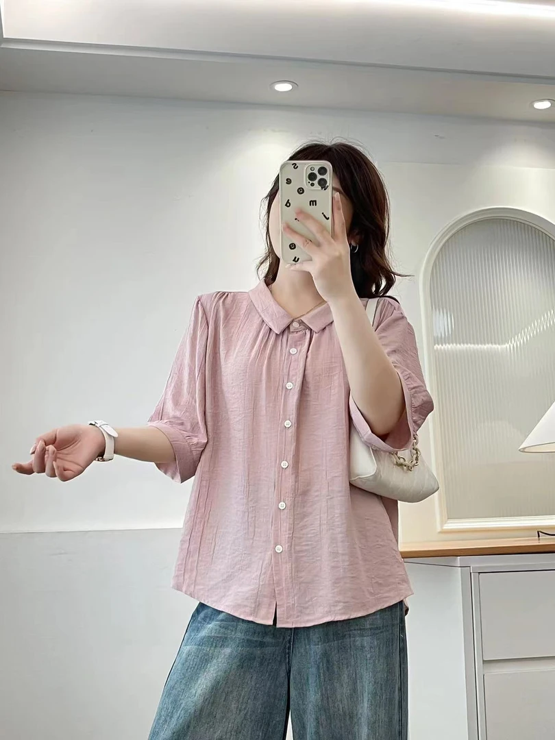 宽松显瘦百搭夏季翻领薄款衬衫