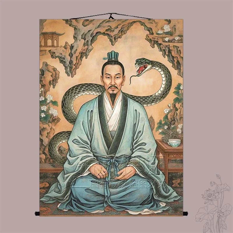 蟒仙太爷挂画东北出马堂口客厅供奉蟒家太爷蟒蛇真身神像卷轴画