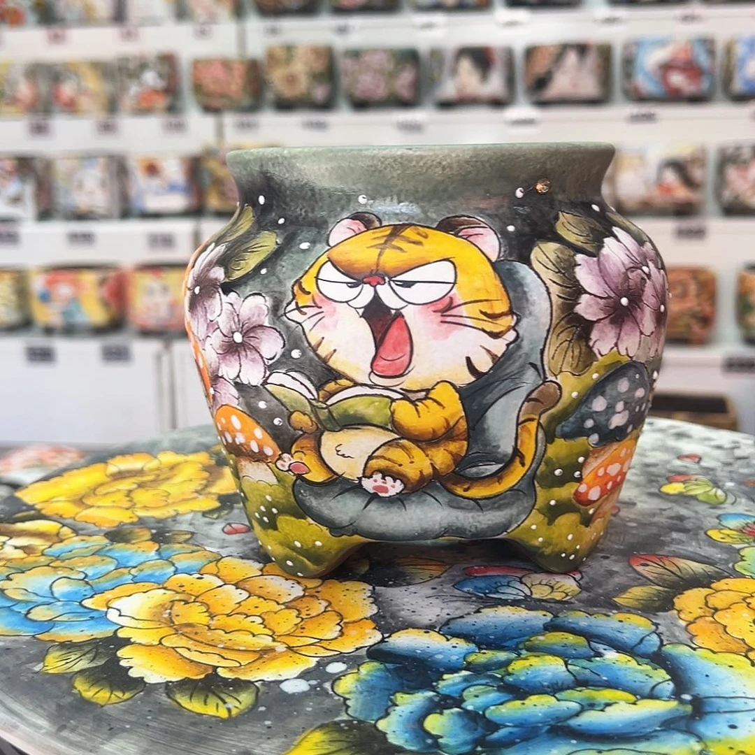 小***悠手绘陶瓷花盆美盆