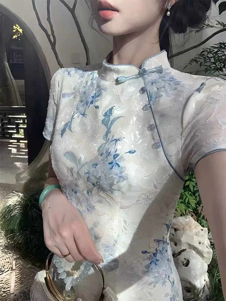 MS@S5876 （裙长118）新中式复古旗袍气质显瘦长裙 5-28