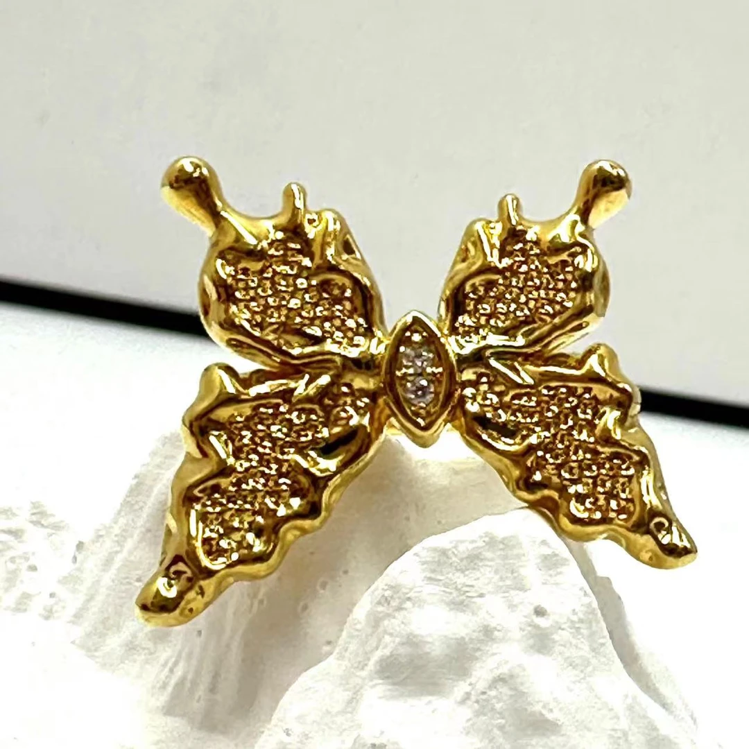 【中秋送礼】足金999镶嵌大蝴蝶大气精致百搭黄金戒指