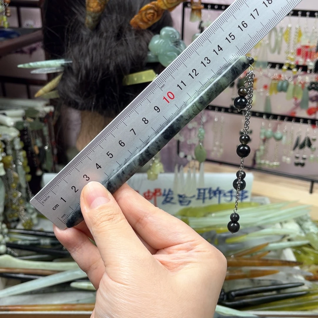 岫玉未镶嵌发饰长度15厘米左右