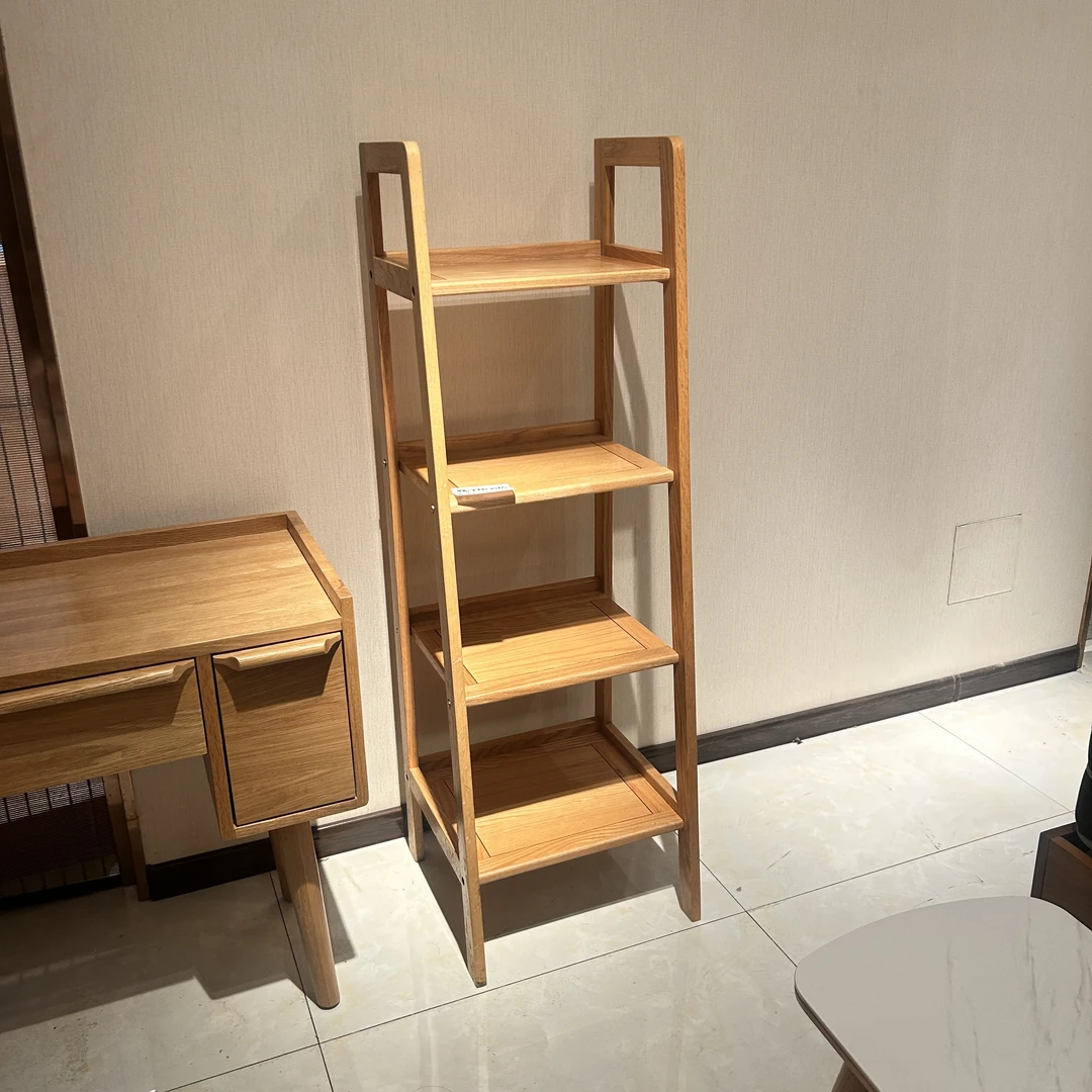 实木书架落地置物架梯形展示架客厅多层收纳卧室小型夹缝储物架