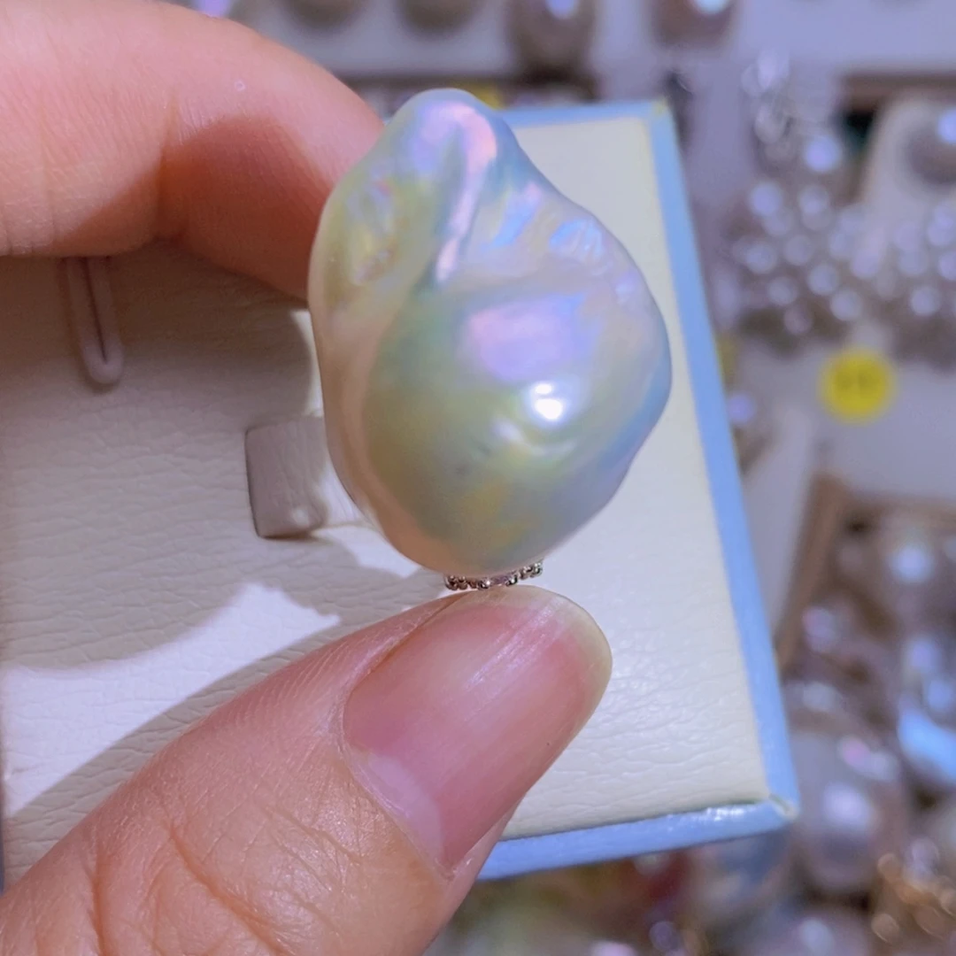 银S925镶嵌天然淡水珍珠淡水珍珠