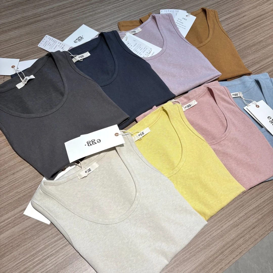 2025egg*马卡龙色系色麻感棉松弛慵懒感背心透气舒适凉快百搭