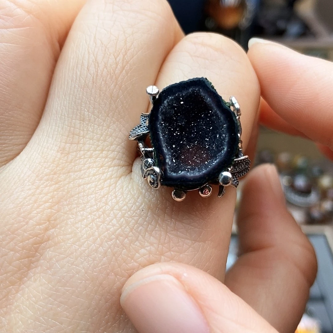 水晶戒指银S925镶嵌云*淡