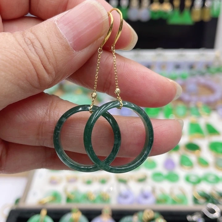 翡翠18K金镶嵌耳饰