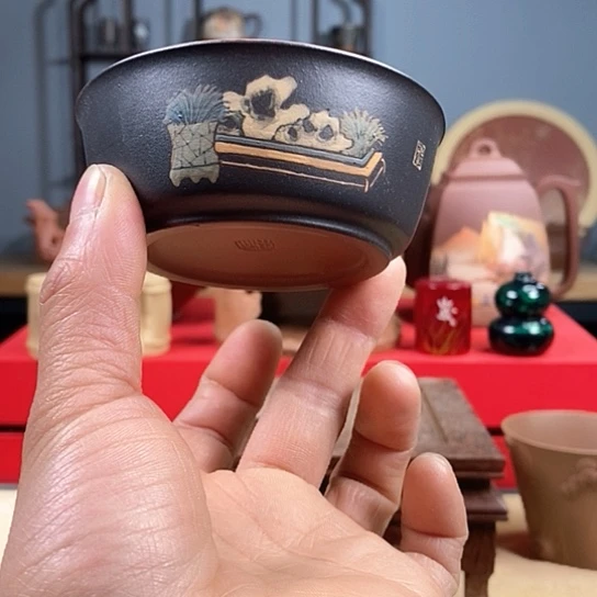 紫砂茶杯清欢清供茶碗