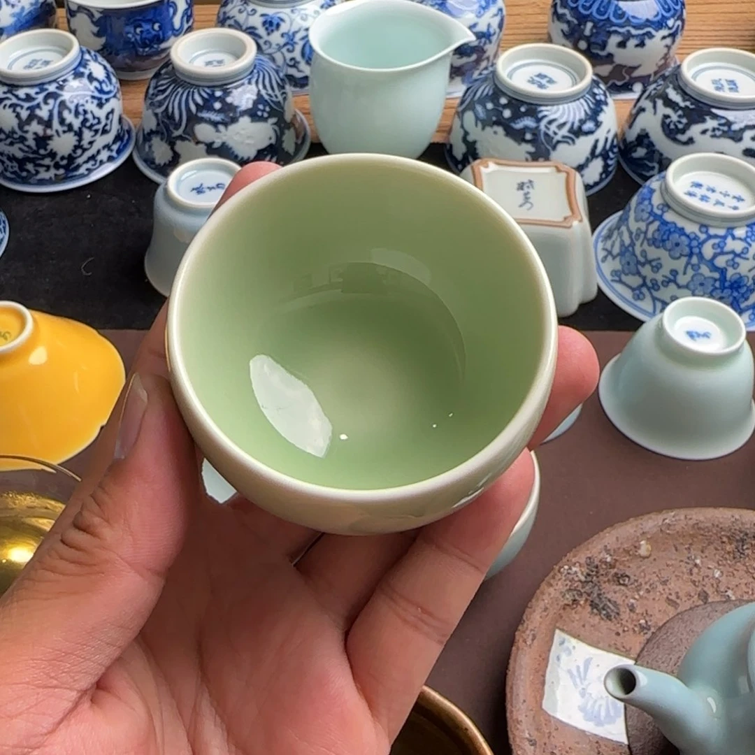 杯晓芳窑碧清釉圆口杯