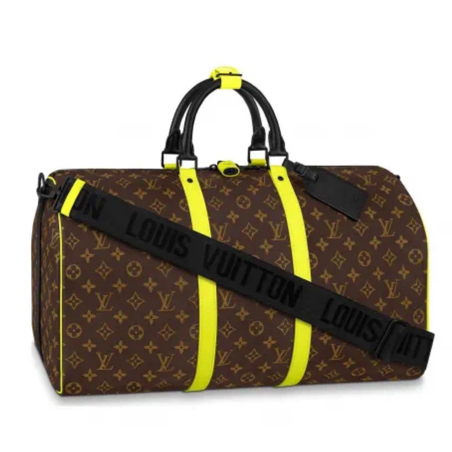 99新 LV 99新LV棕色老花9696限量款keepall 50旅行袋行李包