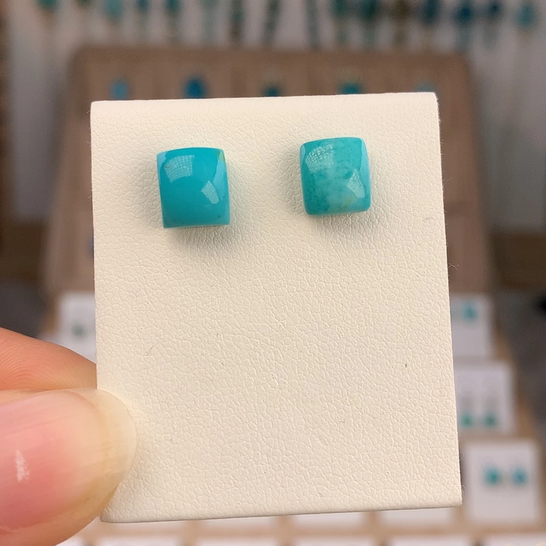 绿松石银S925镶嵌耳饰