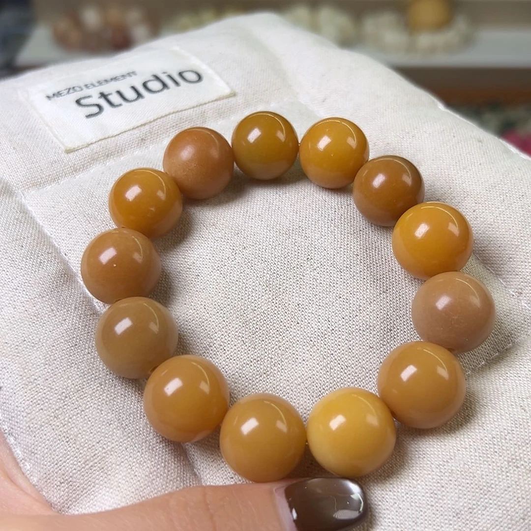 菩提根/象牙果手串卡16鸡油黄手串一条