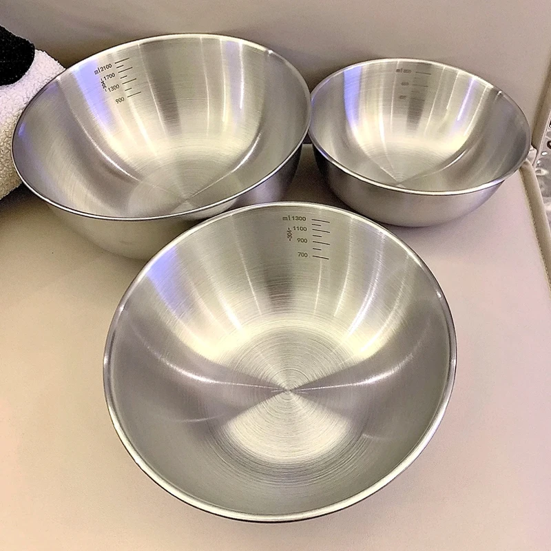 304食品级不锈钢盆洗菜和面打蛋家用厨房凉拌沙拉料理盆直边盆碗