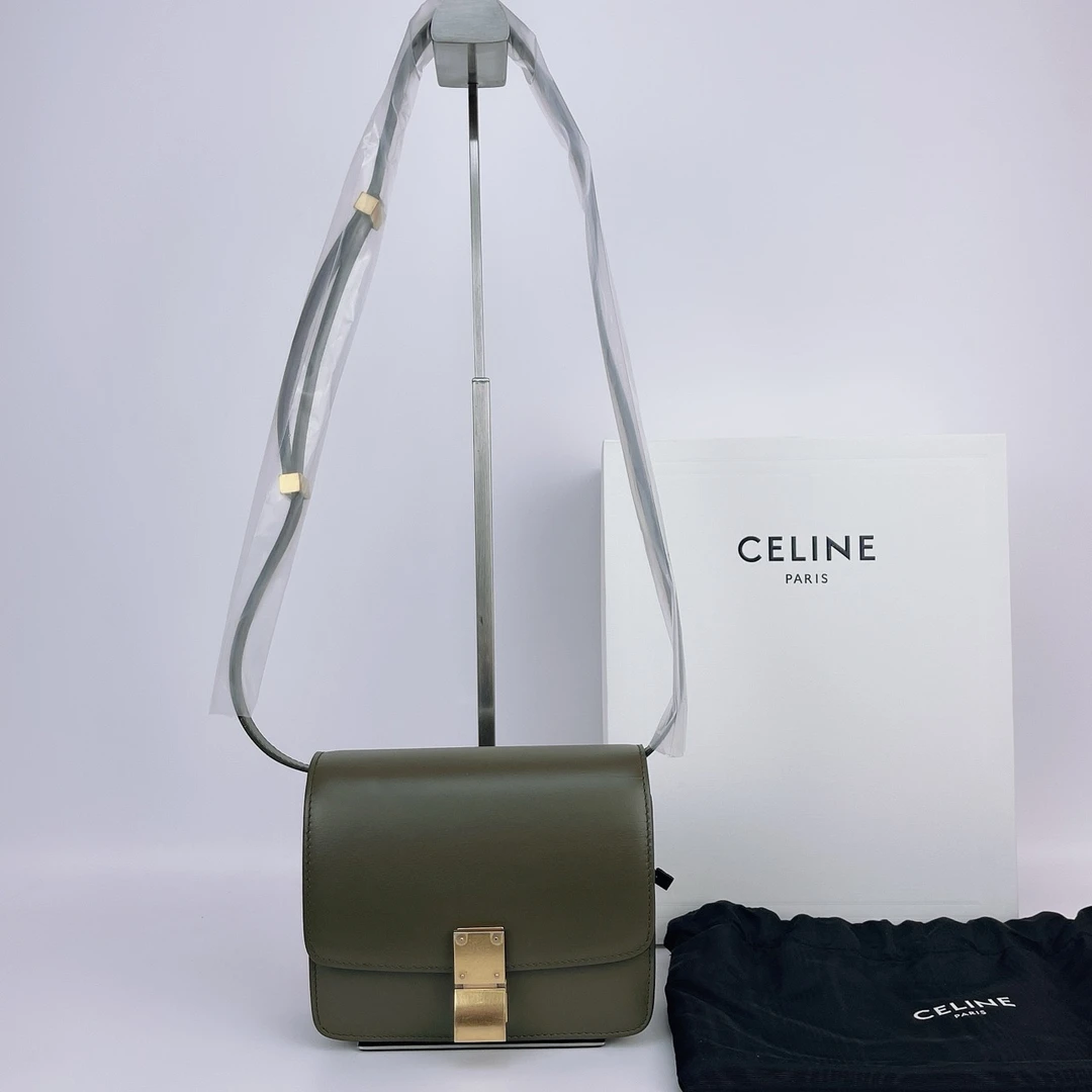 95新 Celine/思琳 赛琳 绿色豆腐斜挎包底长15 c619