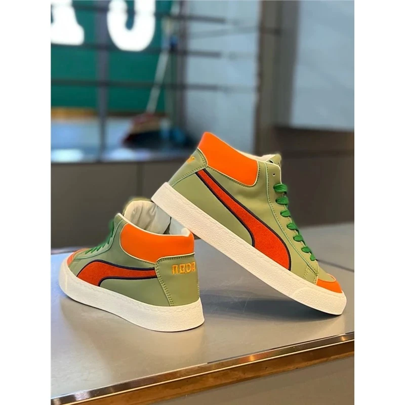 【香港DQVO&Shoes官方正品】皮面高帮板鞋厚底系带黑白熊猫高帮板鞋